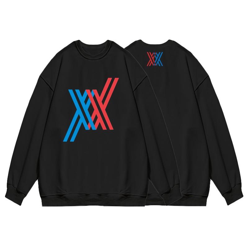 Mens Long Sleeve Crewneck Sweatshirt Anime Darling In Franxx 02 Casual Pullover