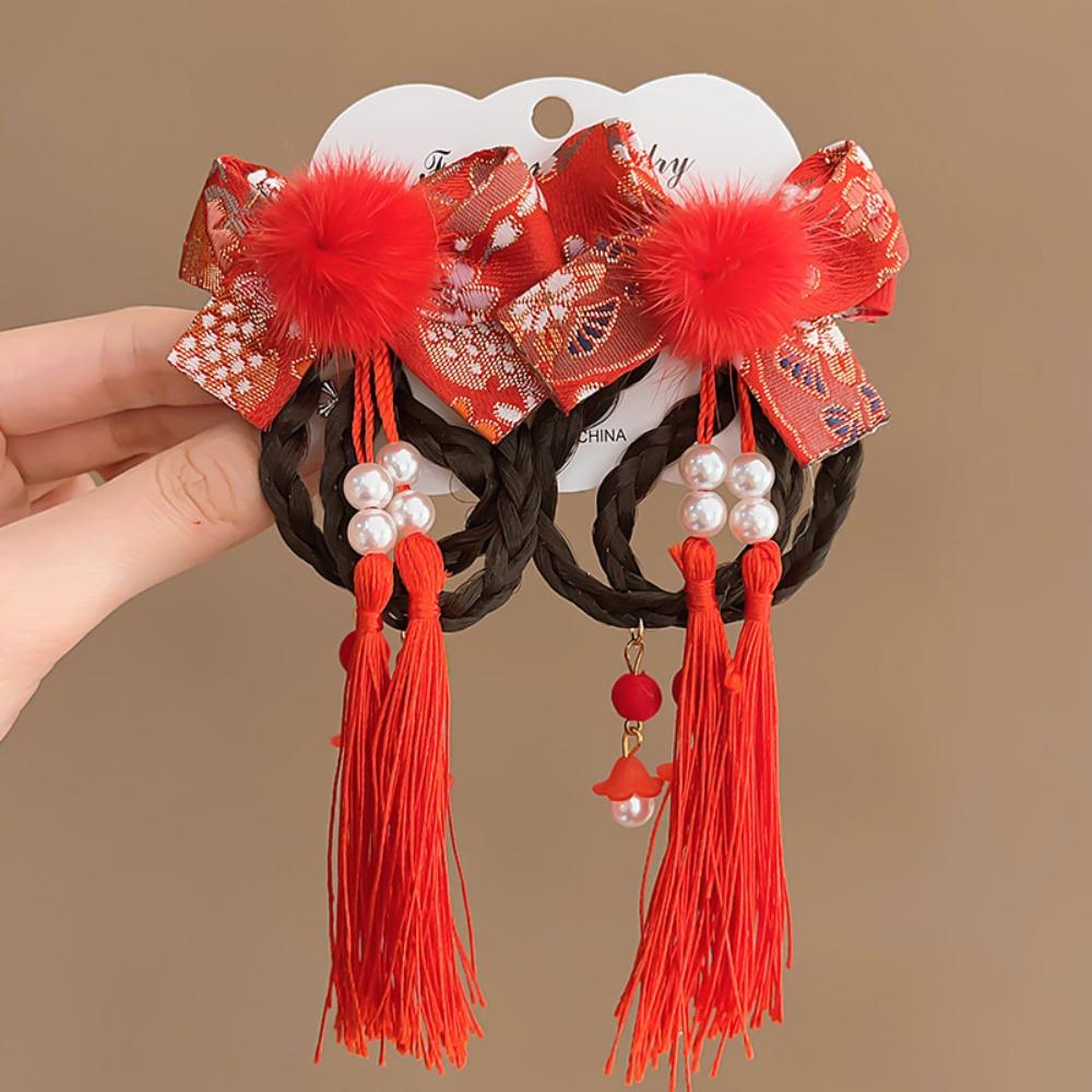 Tassels Children Bow Wig Hairpin Flower Ancient Style Hairpin Chinese New Year Headwear Girls