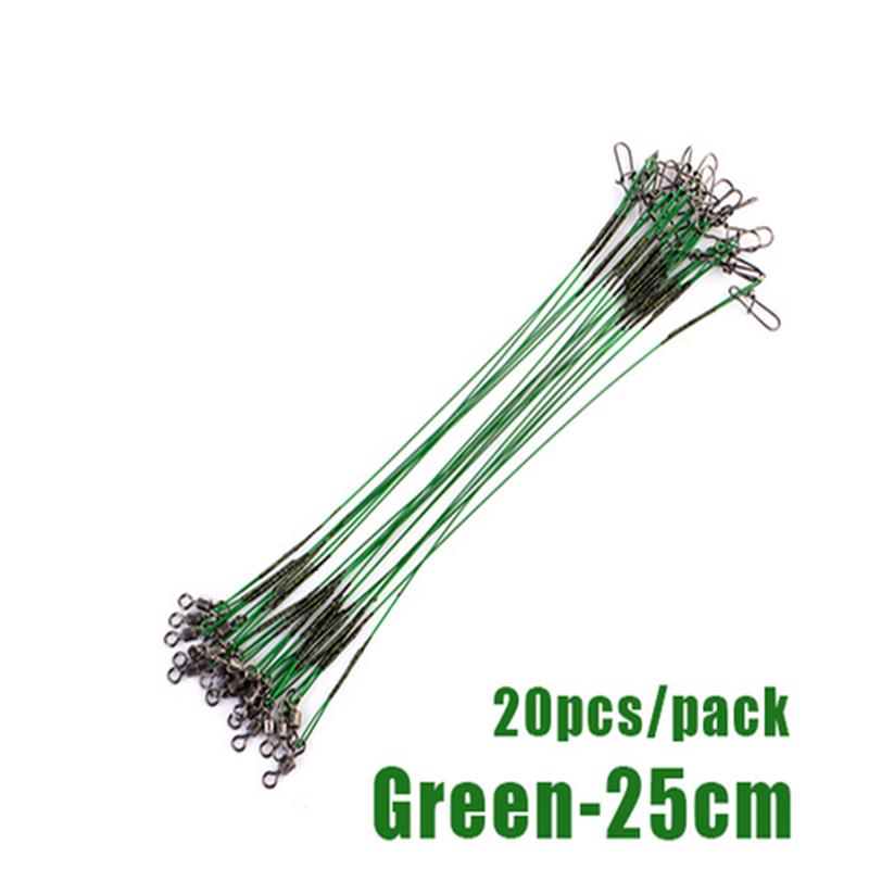 20 шт., 16/20/25 см, поводки из стальной проволоки против укуса, поводки для рыбалки, 50 фунтов, с поворотной рыболовной приманкой, аксессуары, щука, окунь