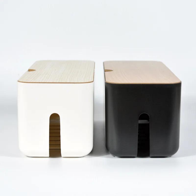 Ящик для хранения кабеля, деревянный чехол для хранения линии электропередачи, пылезащитный органайзер для розеток для зарядного устройства, чехол для проводов, домашний органайзер для намотки кабеля