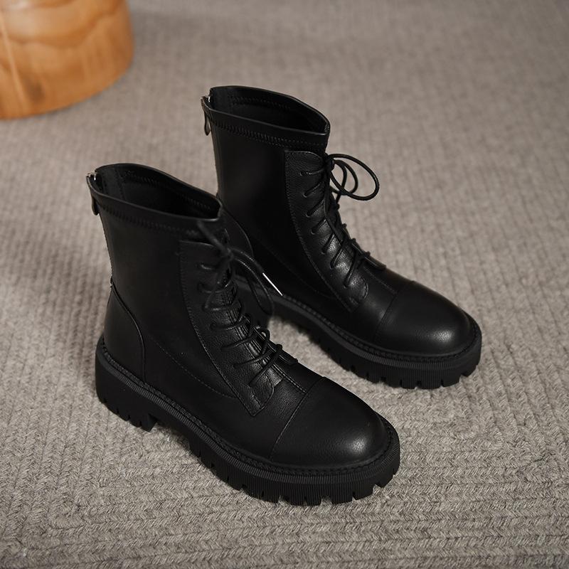Ботинки Martin женские 2025 года, новинка осени и зимы, новые универсальные повседневные ботинки в британском стиле со шнуровкой, увеличивающие высоту и тонкие ноги, длинные и короткие ботинки