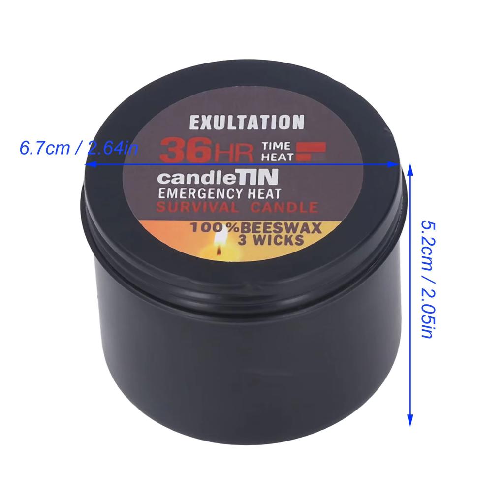 3-Wick Portable Survival Candle,Up to 36H,Burning Natural Aroma for Home,Outdoor Camping