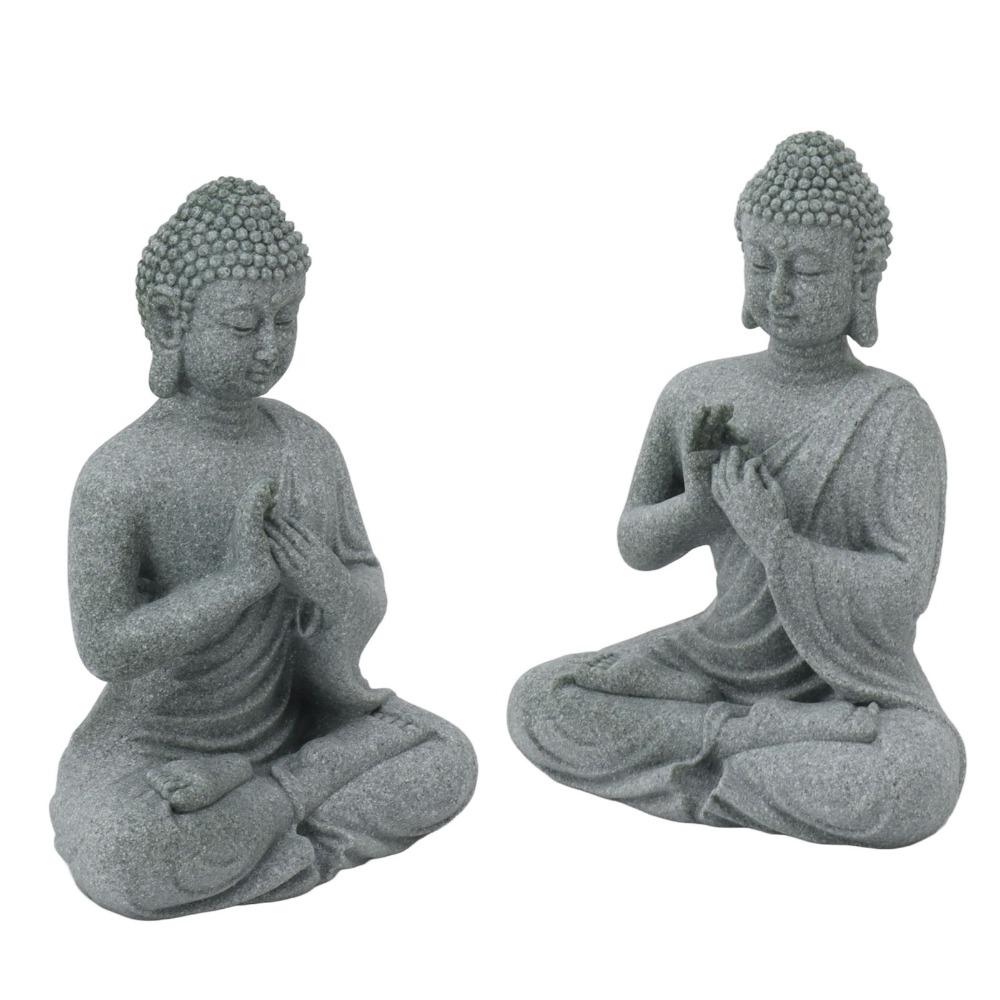 Grey Oriental Stone Carving Ornament Courtyard Sandstone Figurine Indoor Study Shelf Decoration