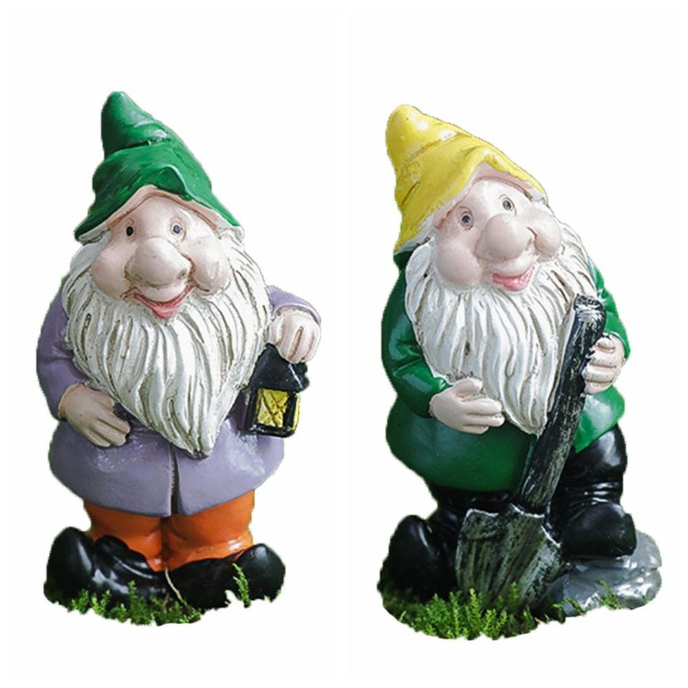 2PCS Multicolor Miniature Dwarfs Statue Fairy Garden Cartoon Gnomes Statuette Universal