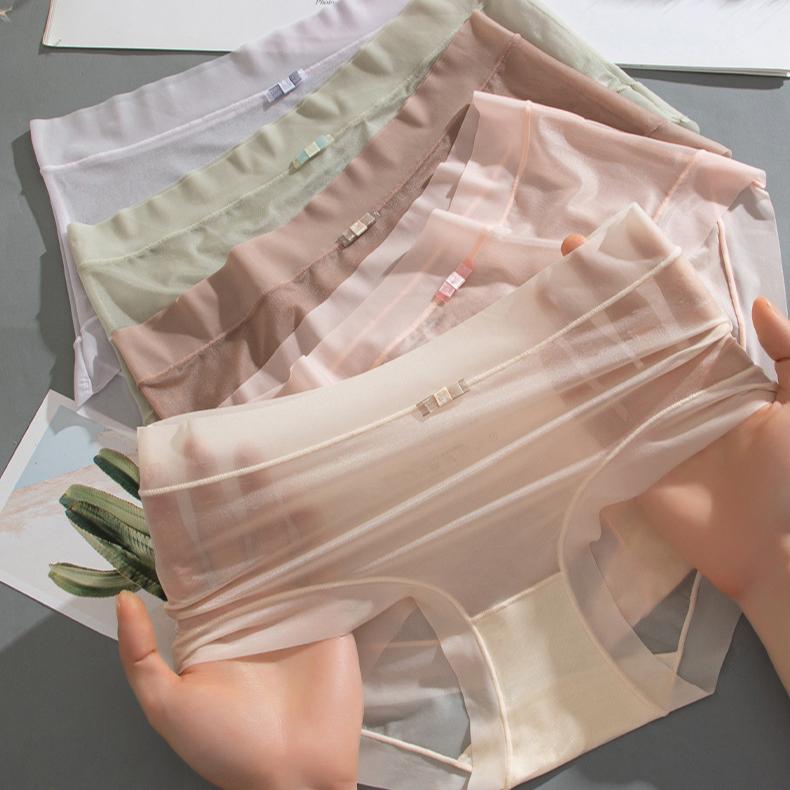Ультратонкие трусики Ice Silk, женское нижнее белье, дышащие, со средней талией, большие размеры, треугольные трусики