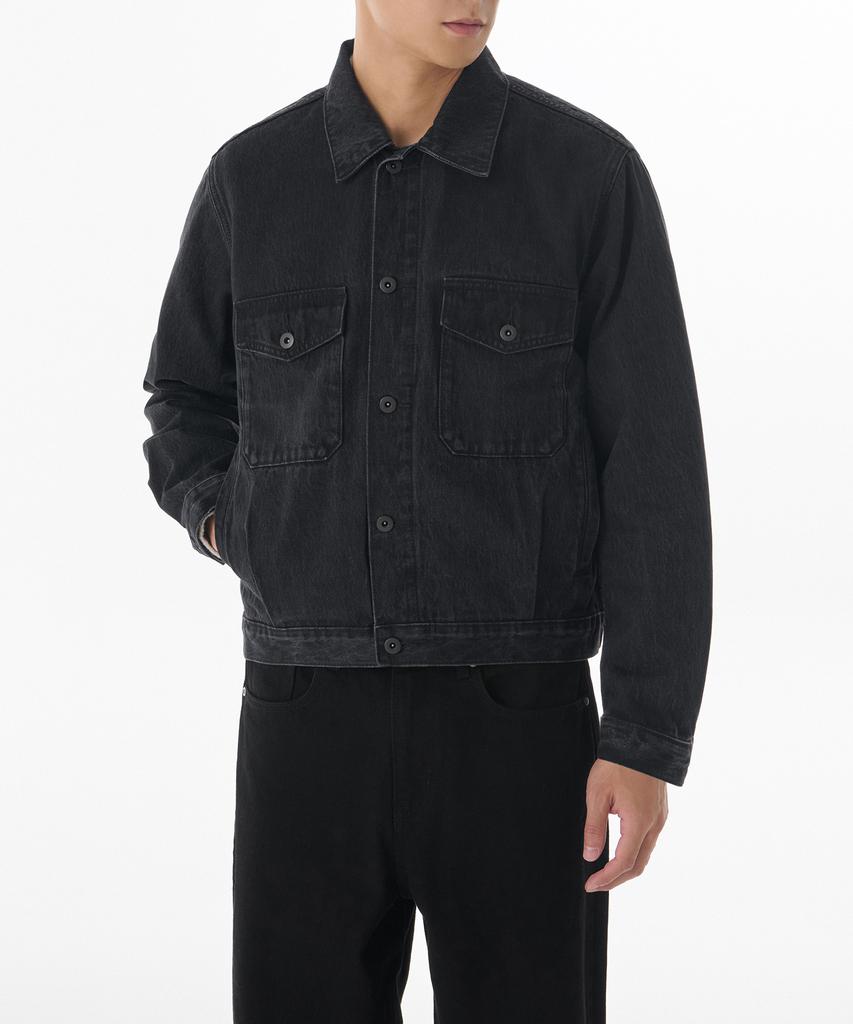 Musinsa Standard Denim Officer Jacket [Washed Black]