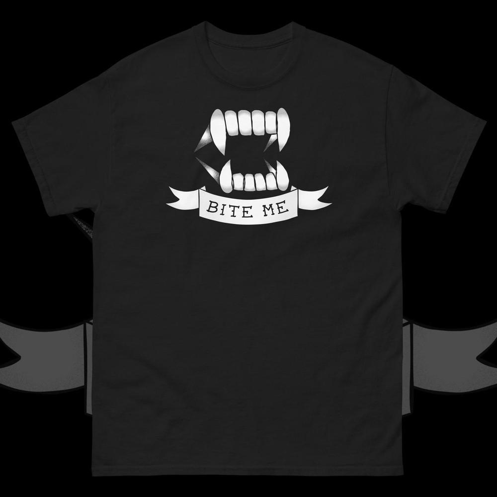 Bite Me Tattoo Flash Shirt Sailor Jerry Vampire Nu Goth Pastel Lowbrow Unisex Te