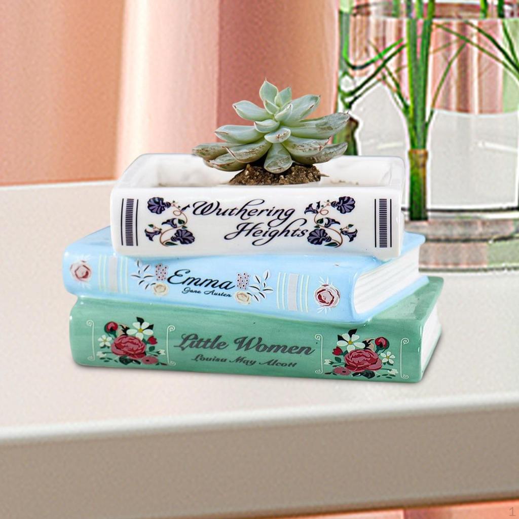 Цветочный горшок в форме книги, статуэтка растения, декоративная фигурка, небольшая ваза для суккулентов для улицы