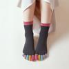 1 Pair Women Multicolor Five Finger Socks Warmer Cotton Funny Female Middle Tube Sock