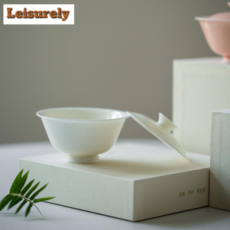 100 мл белая фарфоровая бамбуковая теневая гайвань бутик однотонная тонкая шина чайная супница крышка для чайника чаша для чайных украшений
