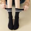 Male Spring and Summer Stripe Two Bar College Style Leisure Sports Tube Socks
