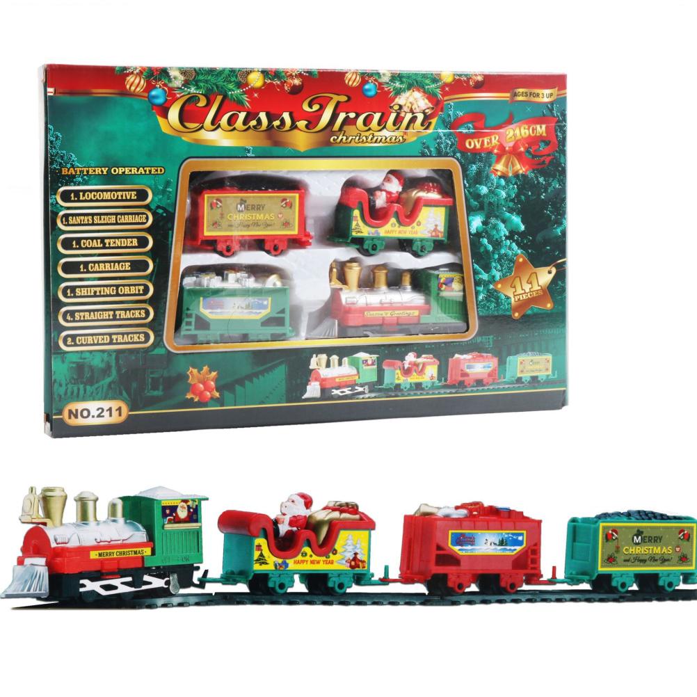 Christmas Electric Train Set for Children Electric Railway Train Set Battery Powered Santa Train Party Home Xmas Tree
