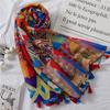 Colorful Geometric Cotton-Linen Scarf: Retro Ethnic Style Beach Shawl