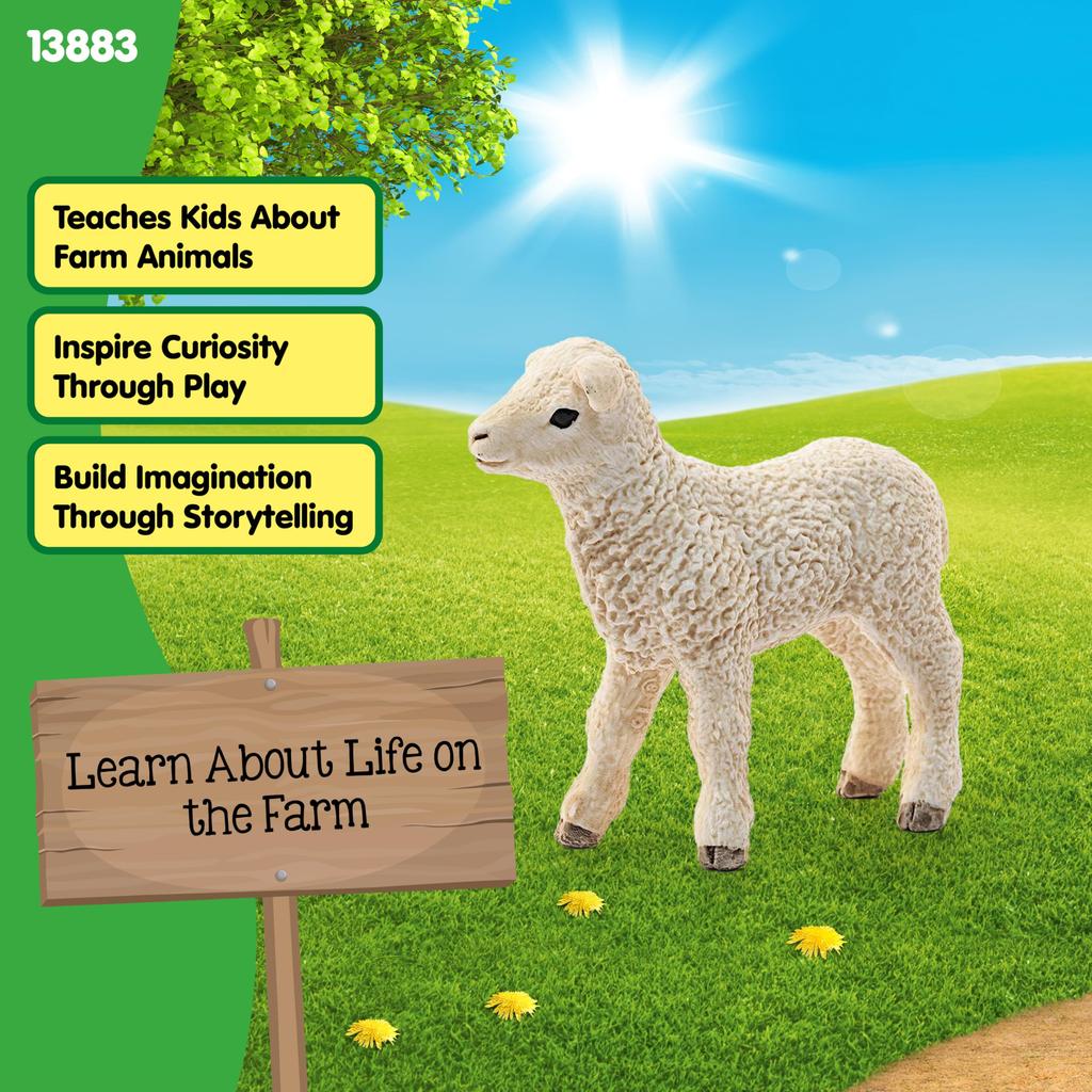 Schleich Farm World Sheep Ages Realistic Farm Animal Toy 13883N (Baby) Figure, 3+,