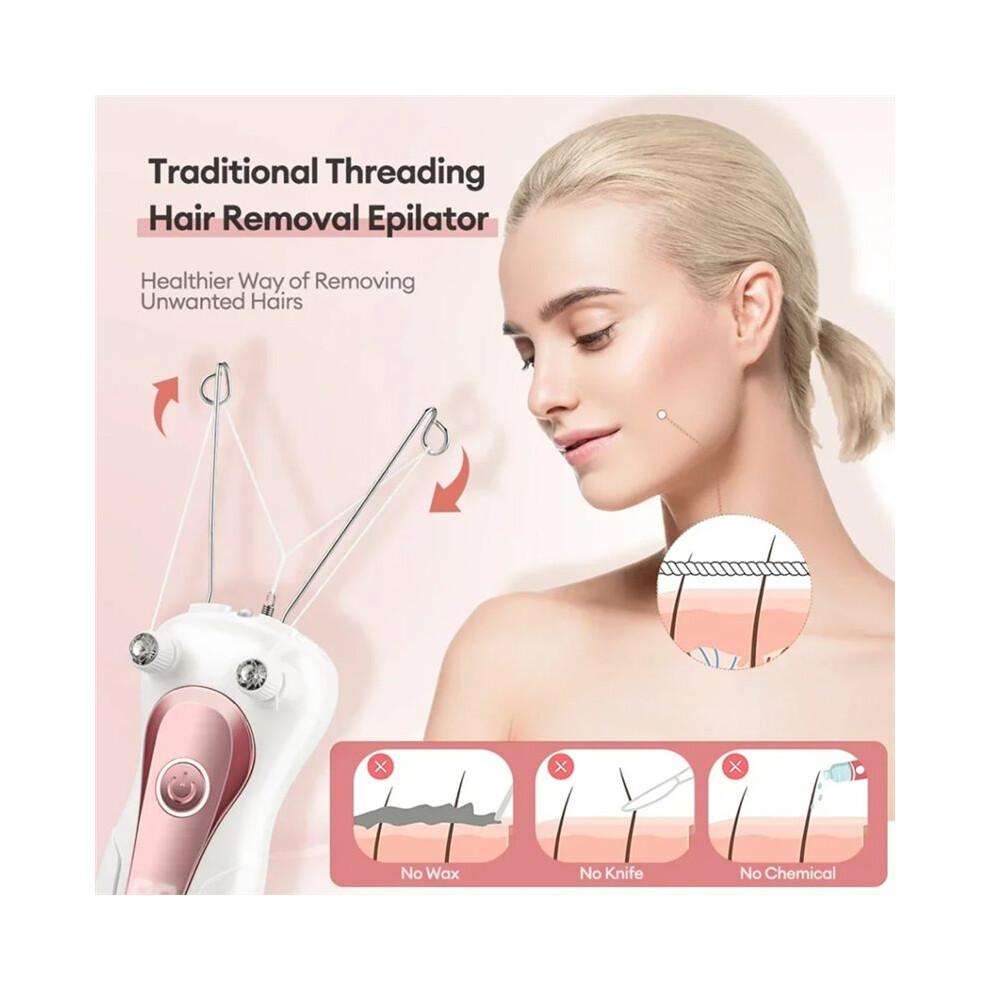 Épilateur Électrique à Fil de Coton pour Femmes, Rechargeable, pour le Visage, le Corps et les Jambes. Épilateur avec Écran LCD.