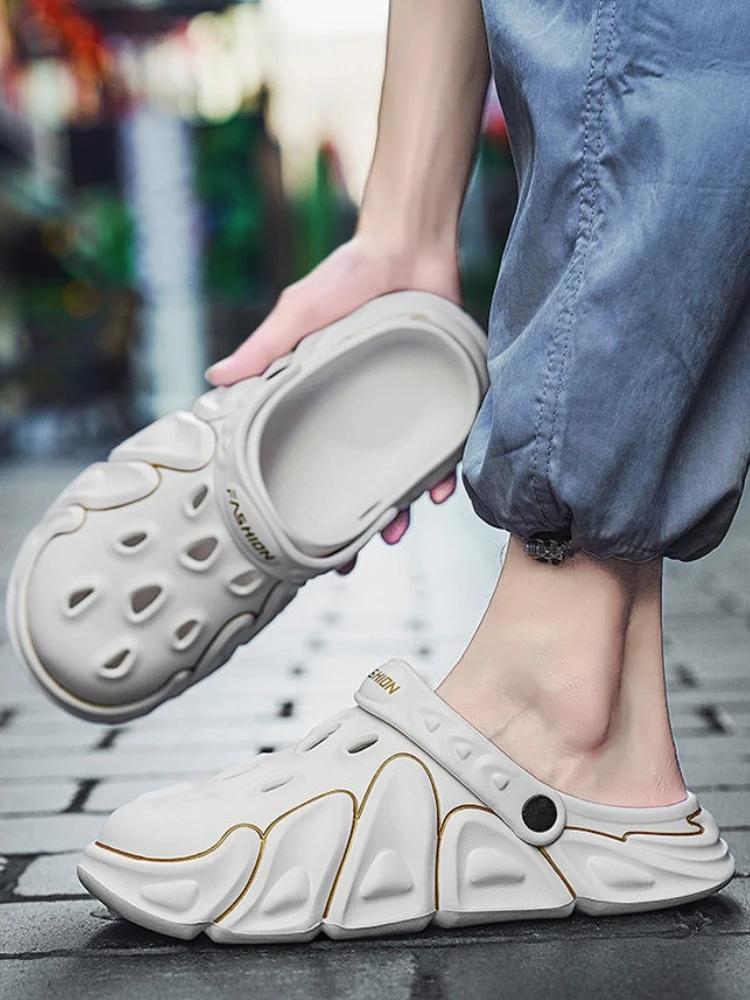 Fashion Slippers for Men Beach Eva Hole Sandals Man Trend 2025 High Quality Fashion Elegant Cheap Liquidation Designer Luxury Fun Shoes