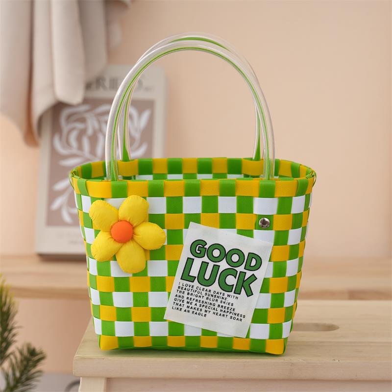 Sweet and Cute Handbag Handwoven Bag with Gift Basket Fashion Vegetable Basket Bag Versatile Beach Bag