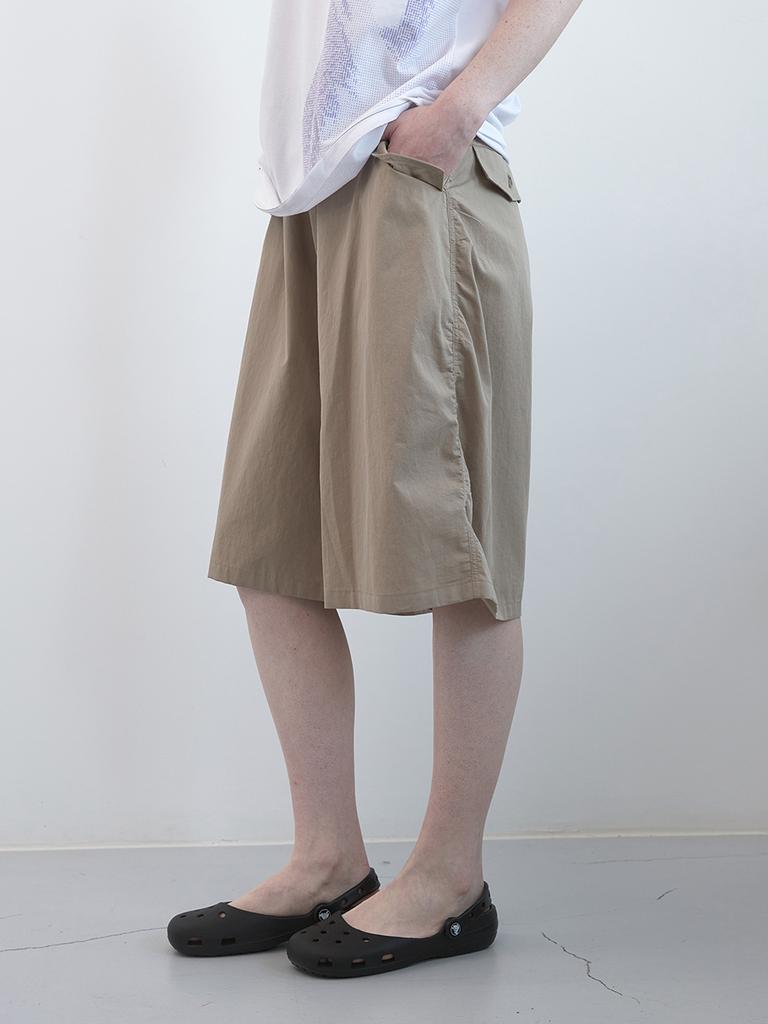 ENZO BLUES Washed Cotton Combat Half Pants (Beige)