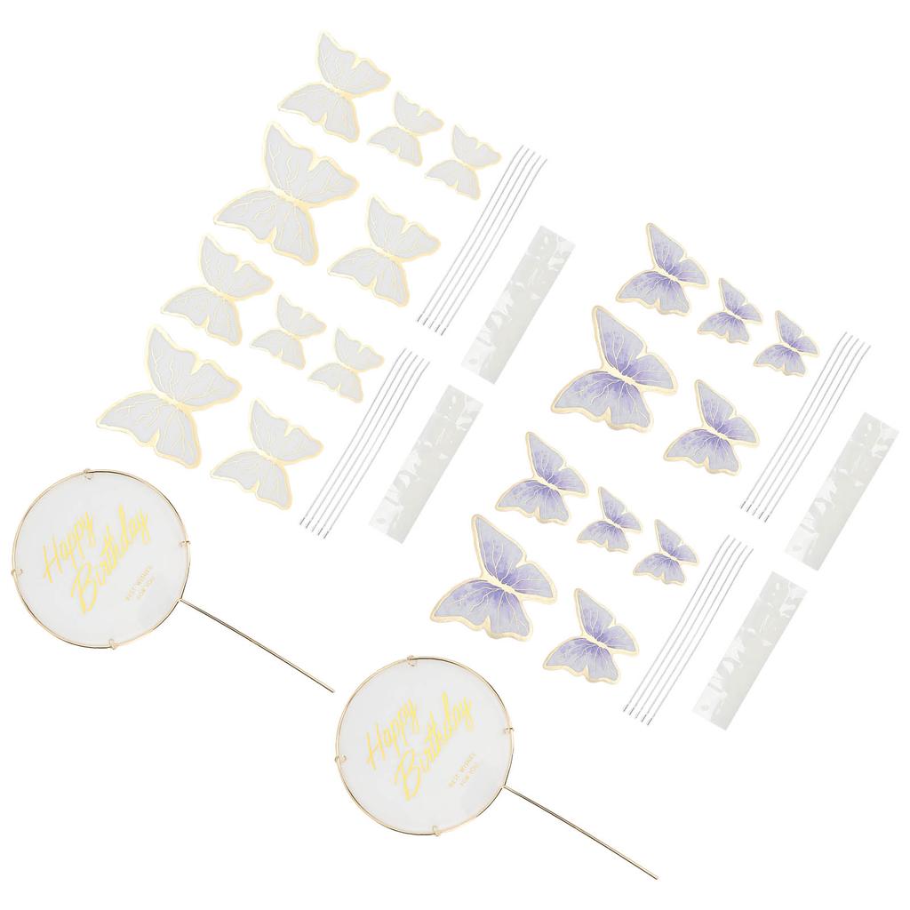 3 Sets Cake Insert 3D Color Cake Insert Card Cupcake Topper Birthday Wedding Par