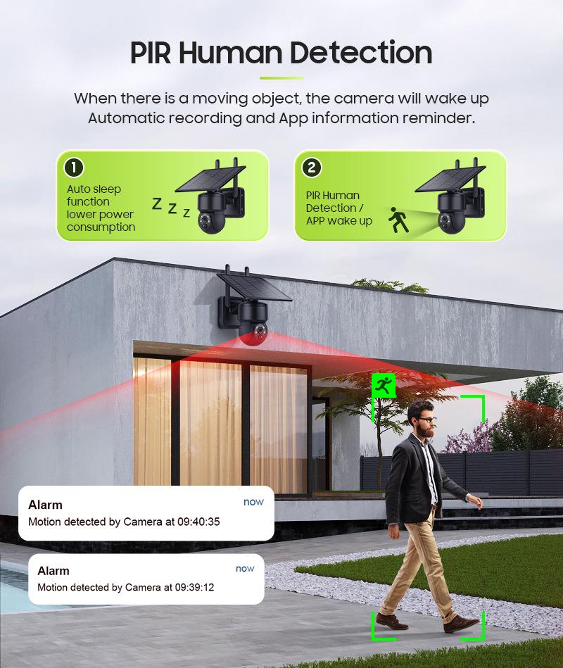 3MP 4G Solar Camera with WiFi, HD, Full Color Night Vision, Wide Angle, and Smart Monitoring