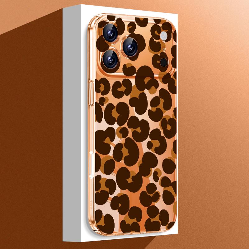 Чехол для телефона с леопардовым принтом для iPhone 17 Pro Max Funda iPhone 16 15 14 13 Pro Max 11 Прозрачная задняя панель из ПК Тонкая жесткая крышка