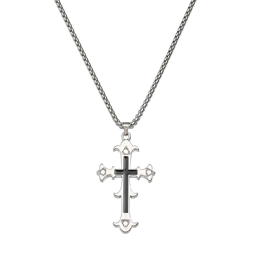 Cross Pendant Necklace Chrome Heart Diamond Necklace Cross Necklace Pendant Street Style Titanium Steel Cross Necklace Jewelry