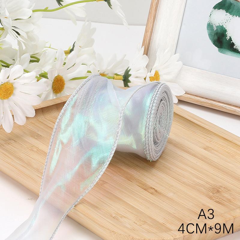 9M 4CM Fishtail Yarn Ribbon For DIY Bow Hair Ornament Bouquet Gift Wrapping Material Wave Silk Ribbons Party Decor