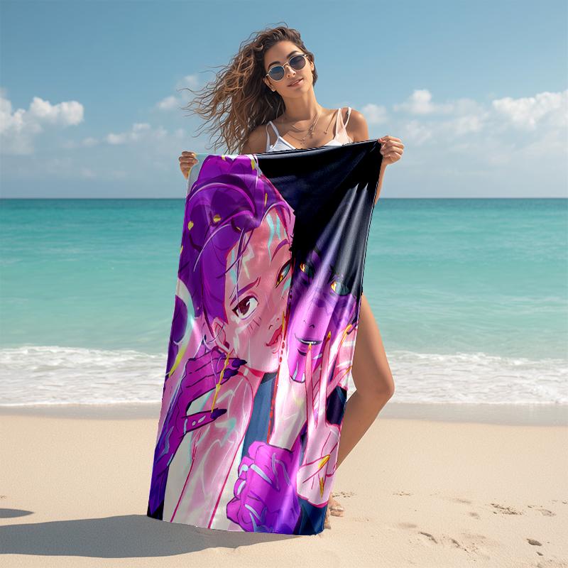 1pc KPop Demon Hunters19 Beach Towel, Comfortable and Thick, and Swimming/Bath/Picnic/Camping Towel, Suitable for Seaside Beaches