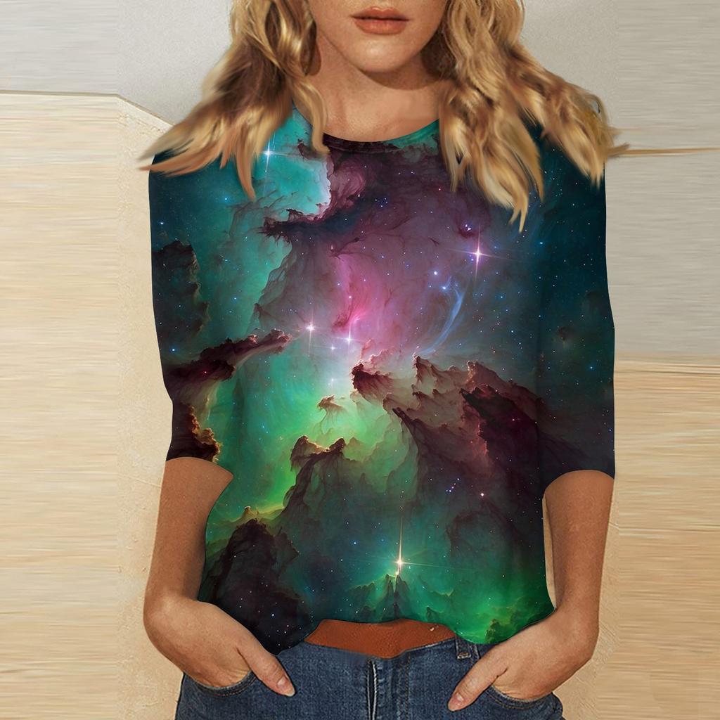 Женская повседневная свободная футболка с круглым вырезом и принтом ко Дню святого Валентина с рукавами три четверти