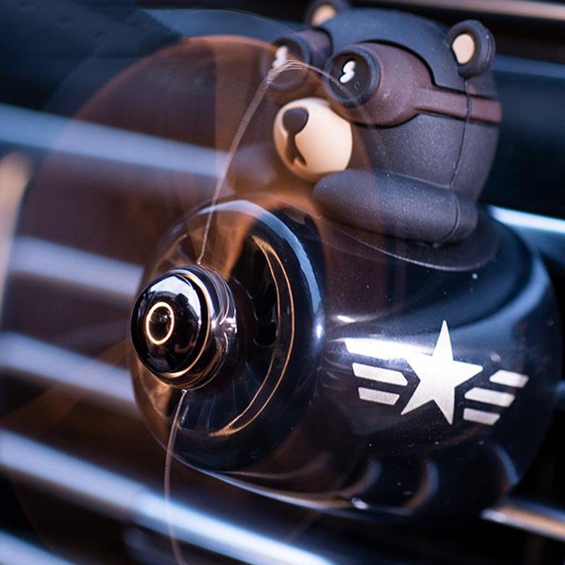 Bear Pilot Car Air Freshener Rotating Propeller Outlet Fragrance Car Accessories
