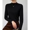 Half Turtleneck Base Shirt for Women In Spring, Autumn and Winter New Style for Wear Mid-neck White Long-sleeved T-shirt Underwear
