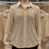 Plus Size Mother's Striped Three-quarter-sleeved Small Shirt Fashionable Loose and Thin All-match Cardigan Top
