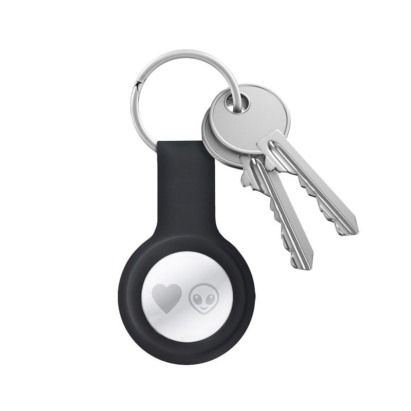Crong Silicone Case With Key Ring - Etui Ochronne Brelok Do Apple Airtag (Czarny)