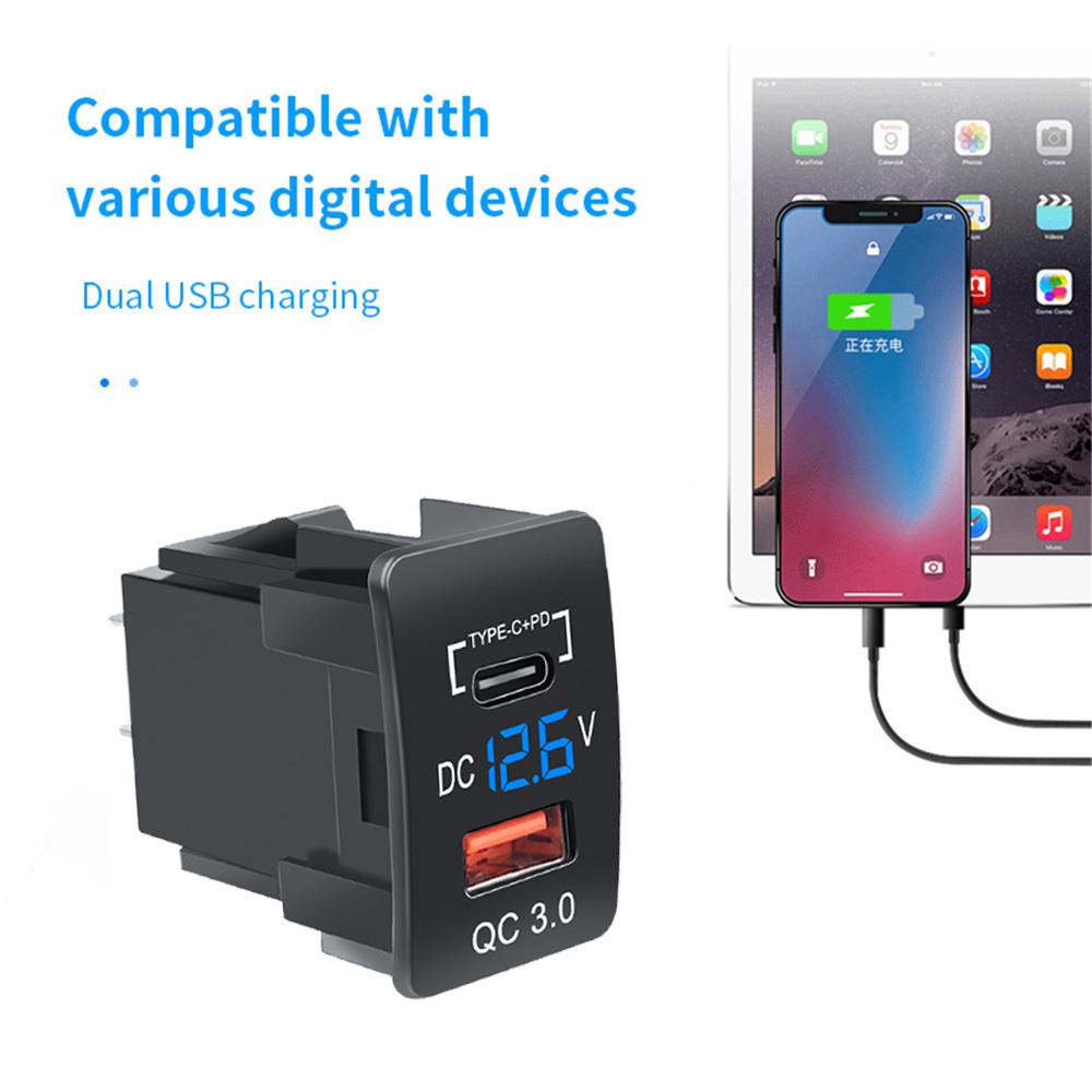 PD QC3.0 двухпортовое быстрое зарядное устройство для телефона со светодиодным вольтметром, автомобильный USB-адаптер со встроенной розеткой и кнопкой USB для всех Honda Crv CB500X