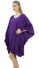 Bimba Womens Purple Frill Kaftan Coverup Dress Easy Wear Knee Length