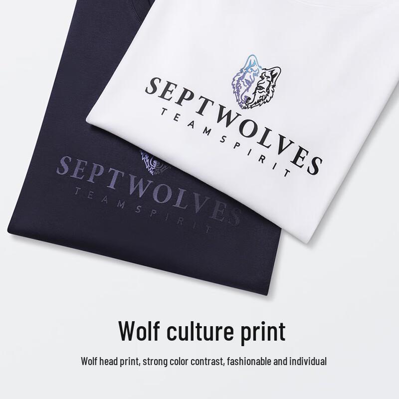 Seven Wolves Men's Pure Cotton Wolf Print Round Neck T-Shirt