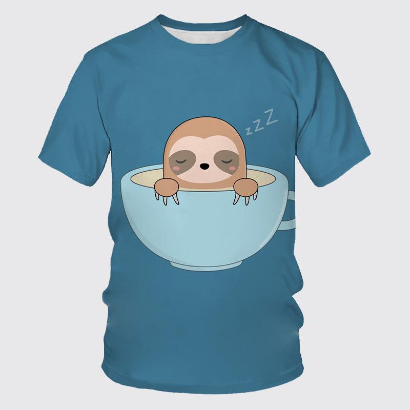 Модные футболки с короткими рукавами и принтом ленивца в виде мультфильма с 3D-цифровой печатью для мужчин