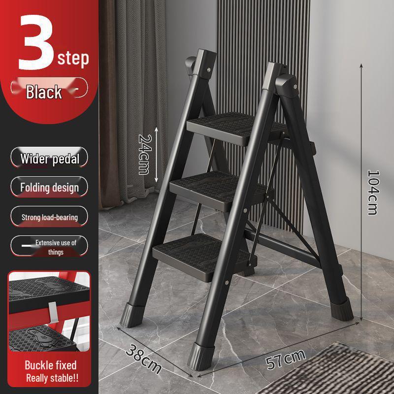 Folding Telescopic A-Frame Household Ladder, Thickened Step Stool, 3-4 Steps, Multifunctional Indoor Use.