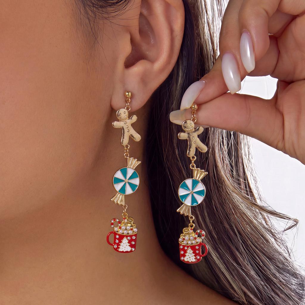Fashion Christmas Asymmetrical Dangle Earrings for Women Santa Claus Snowman Snowflake Xmas Tree Earring New Year Jewelry Gifts