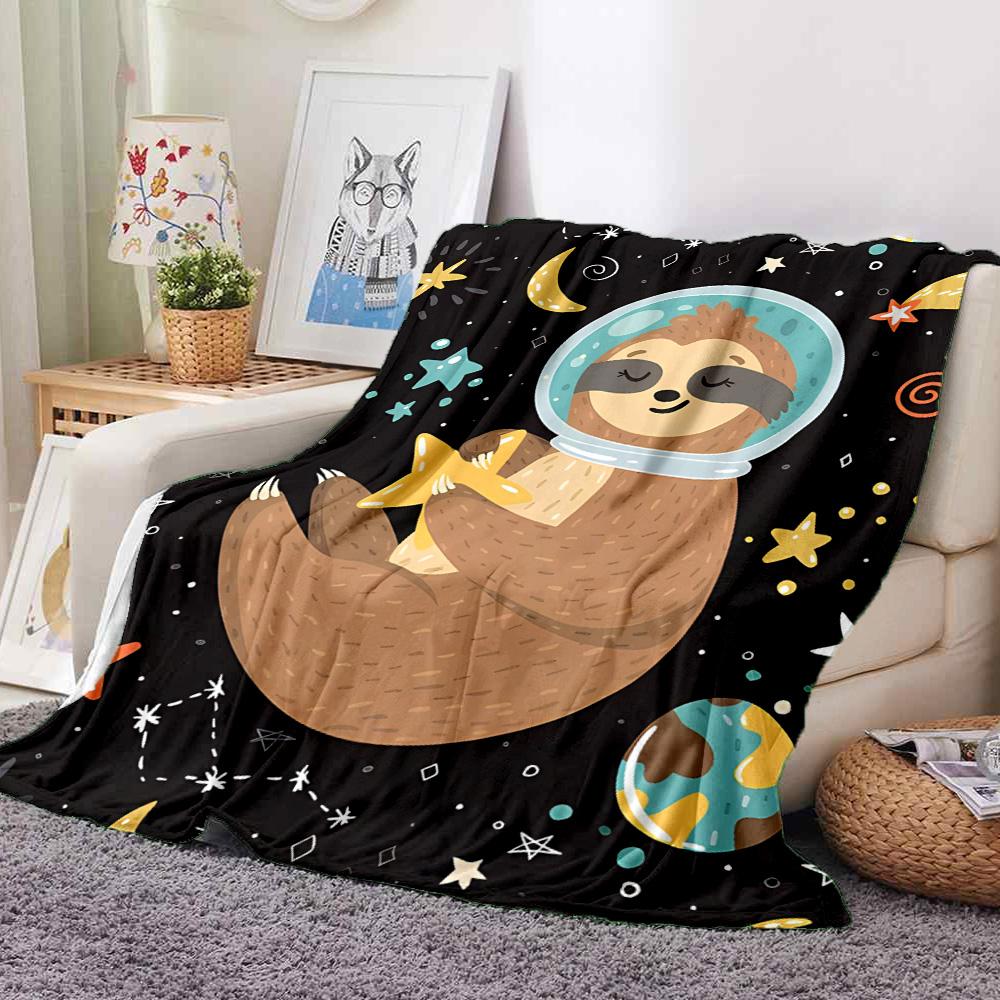 Space Sloth Flannel Blanket Throw Blanket Soft Warm Sofa Bed Camping Car home Decor Unique Christmas Gift C930133