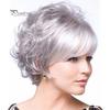 Beautiful Secret Grandmother Gray Short Curly Wig Fluffy Matte Synthetic Hairpiece