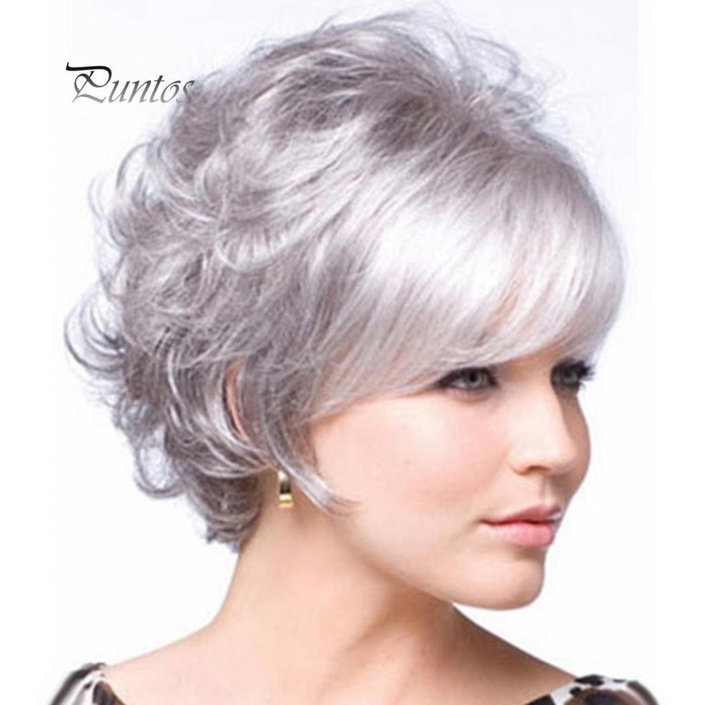 Beautiful Secret Grandmother Gray Short Curly Wig Fluffy Matte Synthetic Hairpiece