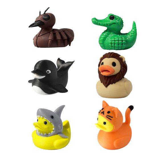 3D-печатная фигурка утки Смешная статуэтка утки Тигр/Крокодил/Акула Коллекционный элемент декора утки для ванной комнаты, домашнего офиса, полки стола