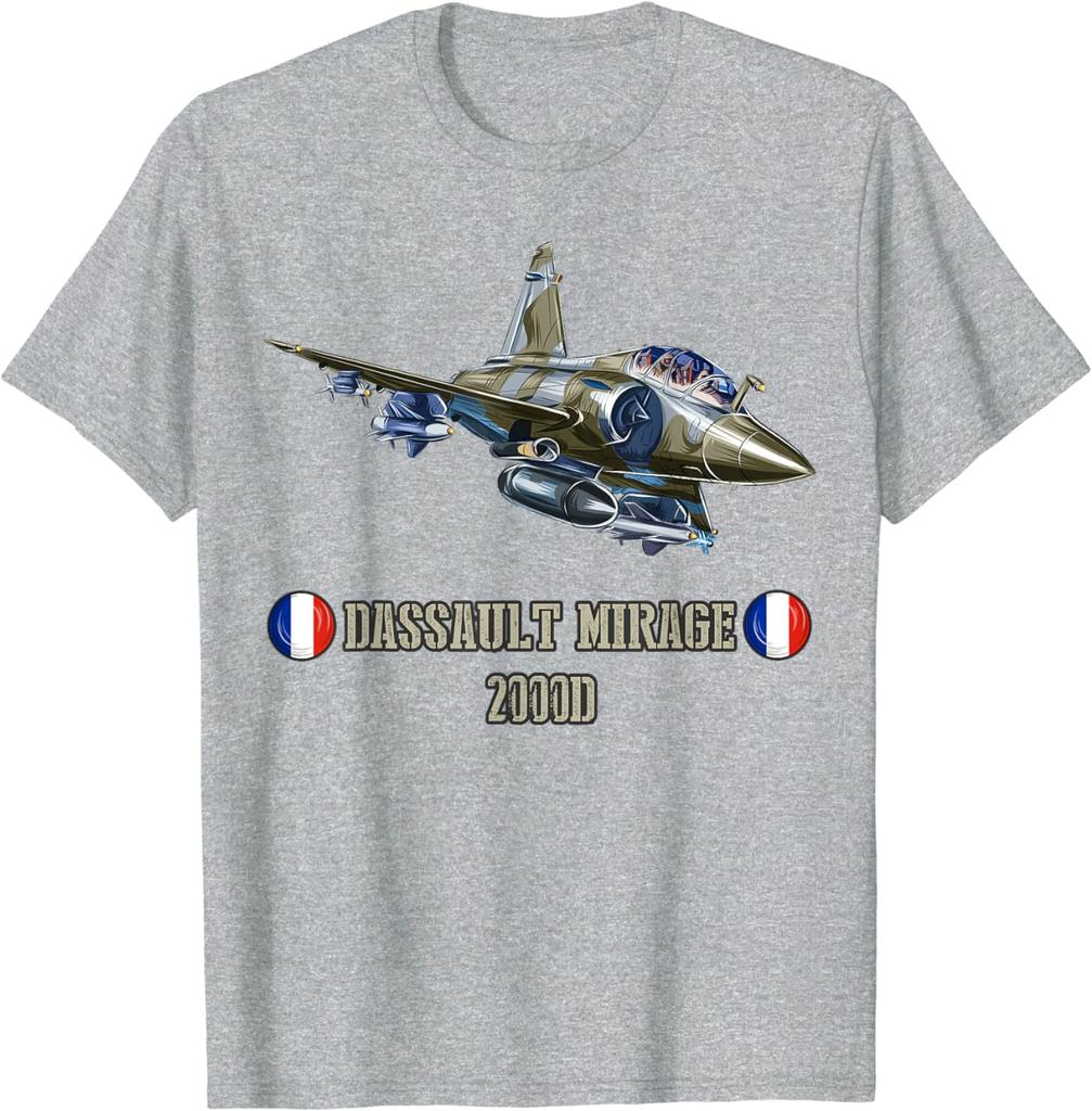 Франция Военный Истребитель Dassault Mirage 2000D Мужская Футболка с Коротким Рукавом Повседневная 100% Хлопок Футболка