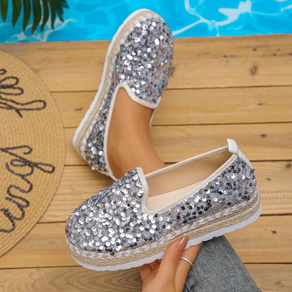 Women Flats Casual Shoes Bling Designer Platform Loafers 2024 Autumn New Sneakers Fashion Weave Shoes Breathable Zapatos Mujer