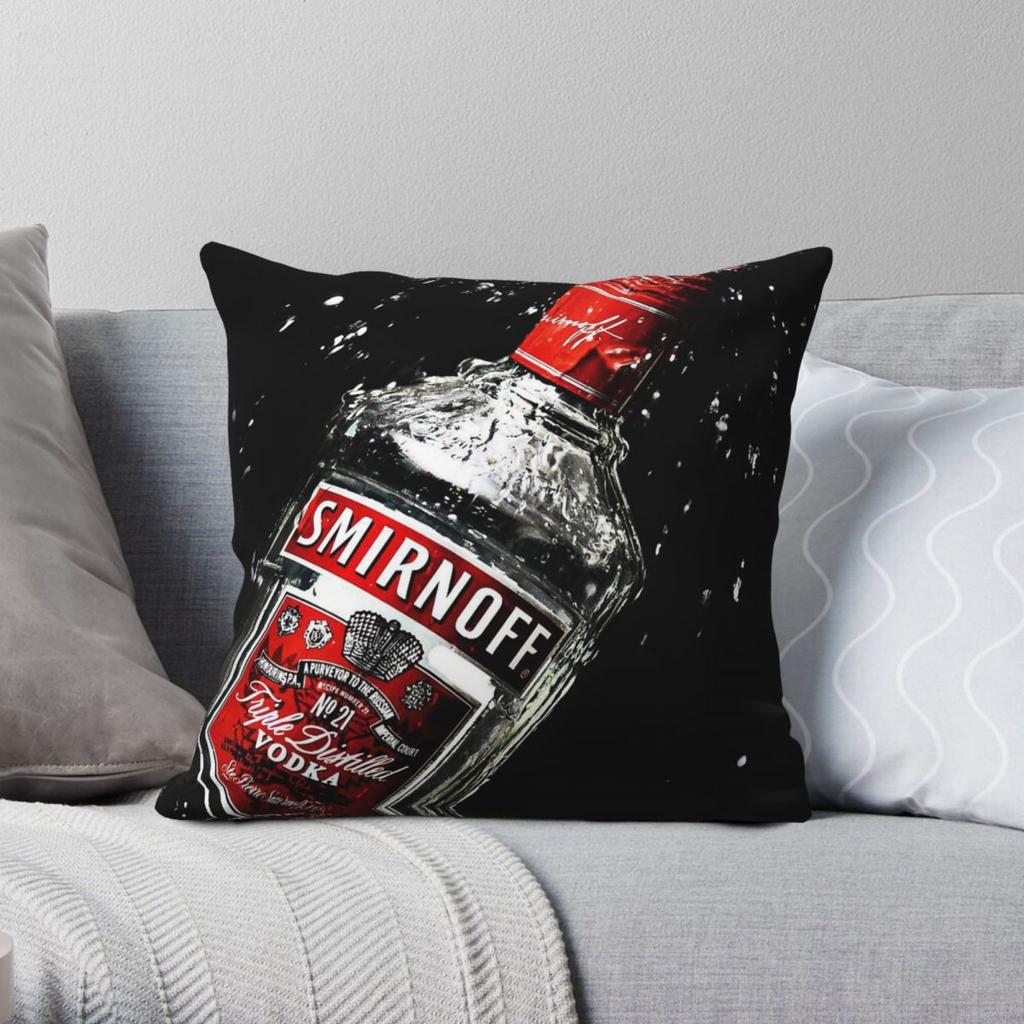 Подушка квадратная Smirnoff Vodka Наволочка Полиэстер Лен Бархатный узор Молния Декоративная наволочка Чехол для подушки кровати