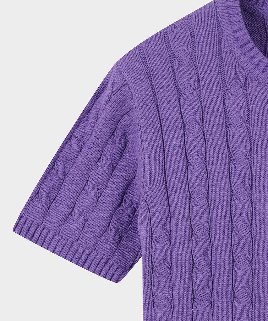 BROOKS BROTHERS [Women'S] Cotton Cable Crew Neck Short Sleeve Sweater (Violet) (Bbwrwb201Atfm)