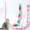 Интерактивная игрушка для кошек Котенка Удочка-дразнилка с колокольчиком Радужный цвет 33 дюйма Длинная плюшевая полоска Идеи подарков для котенка