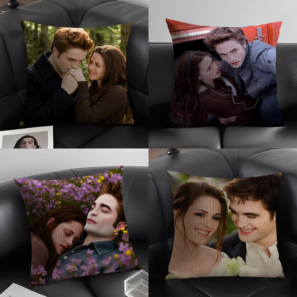 TTwilight Movie Cushion Cover Natural Linen Organic Fabric DoubleSided Printing Sofa Home Decor Gift Pillow Case