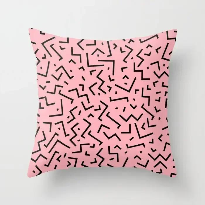 40/45/50 Мятно-розовый Наволочка для подушки-плед Паттерн в стиле Мемфис Клетчатые наволочки Домашние Диванные Кресельные Декоративные Наволочки